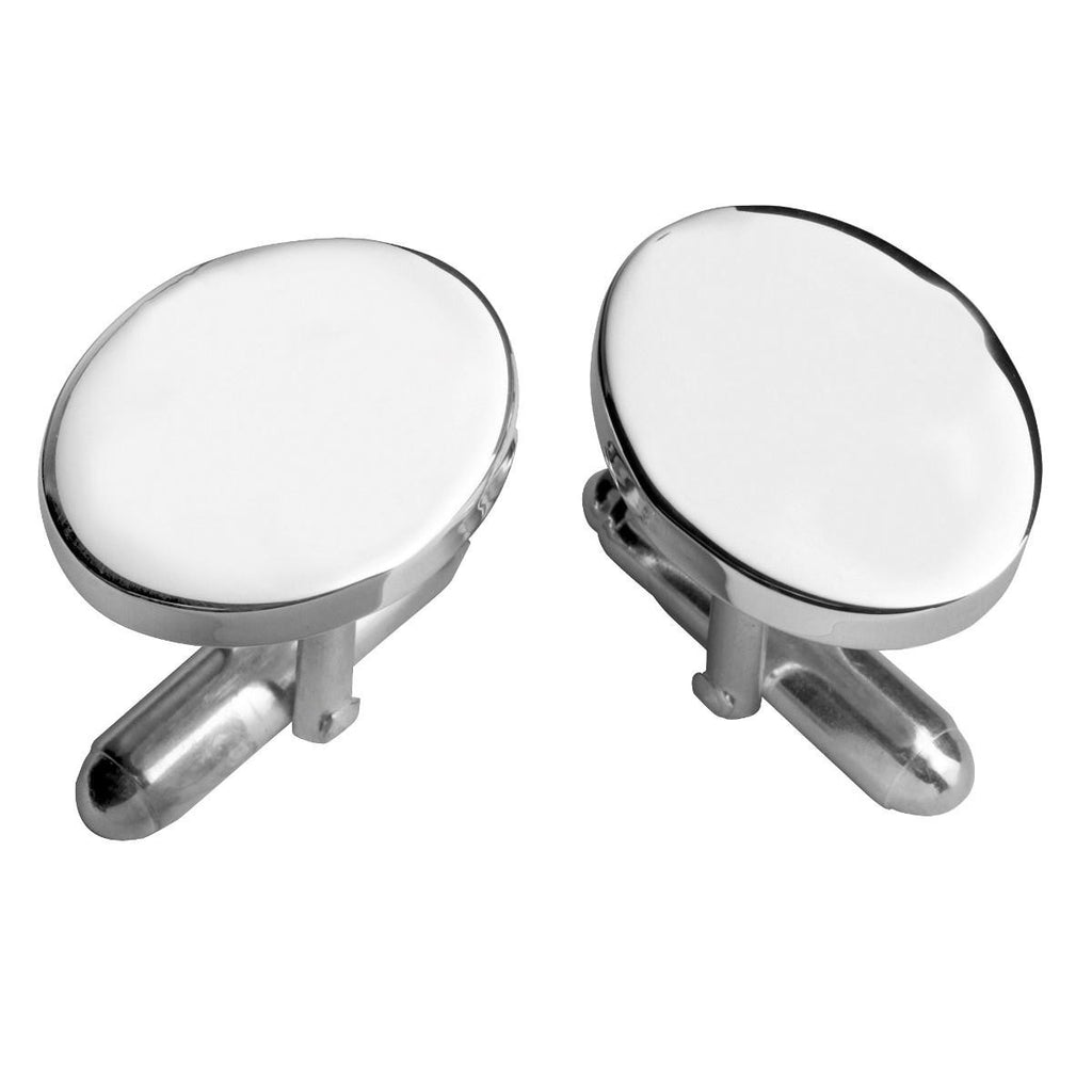 925 Sterling Silver Post Cufflinks - Plain Oval