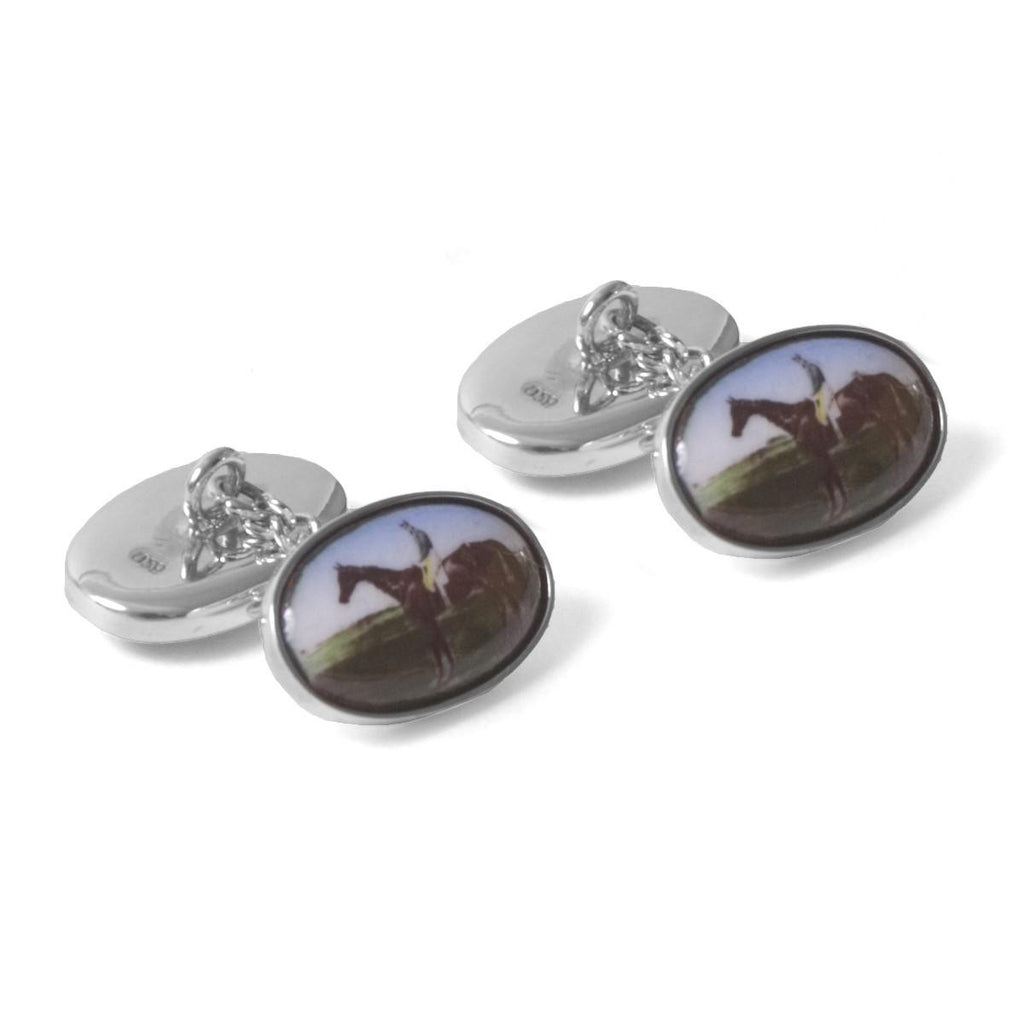 Sterling Silver Cufflinks - Enamel Horse