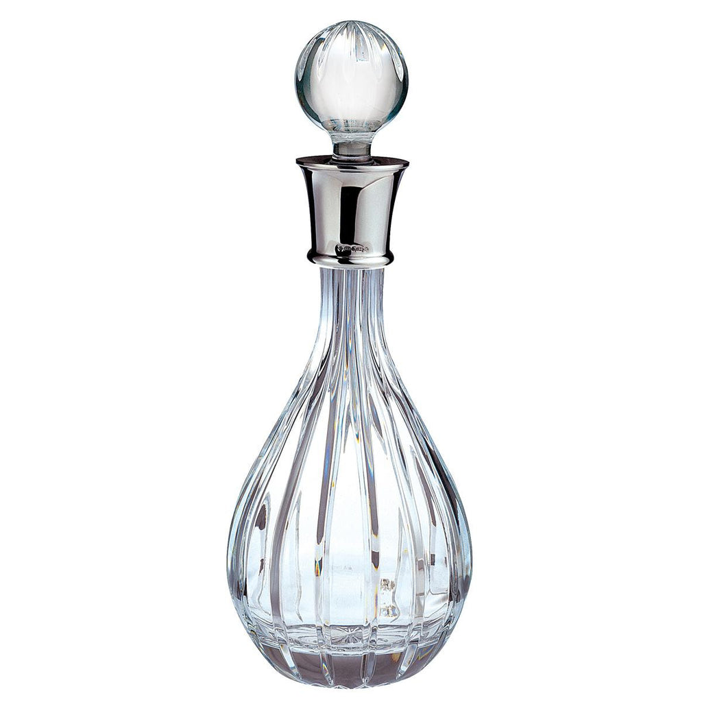 Linear Cut Crystal Decanter with Silver Collar