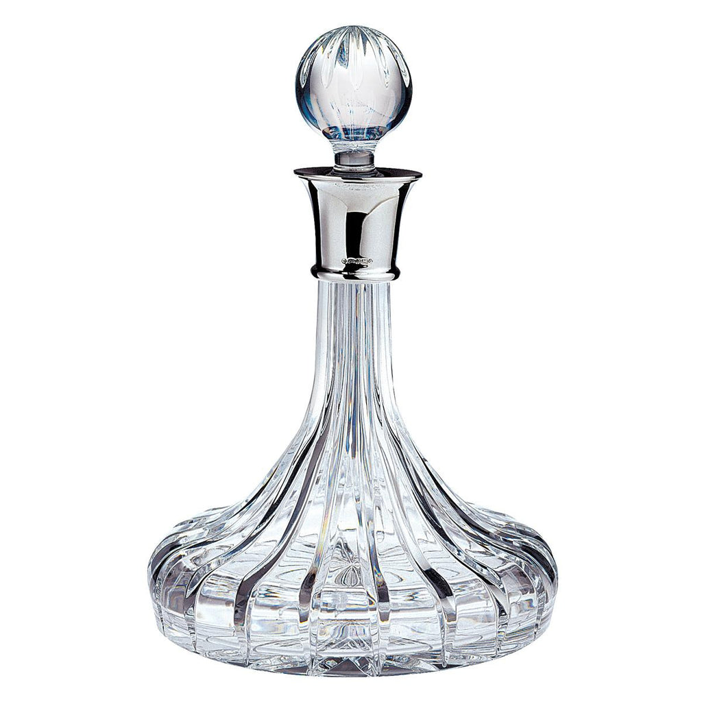 Linear Cut Crystal Ship's decanter with Silver collar