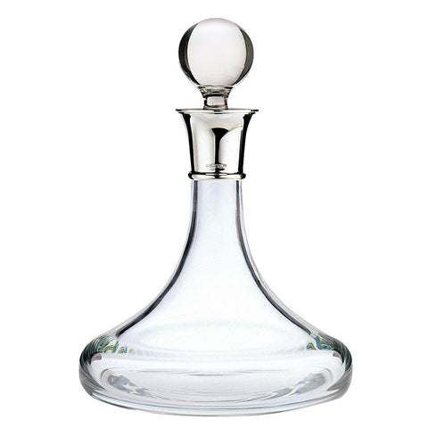 Plain Crystal Ship's Decanter with Silver collar