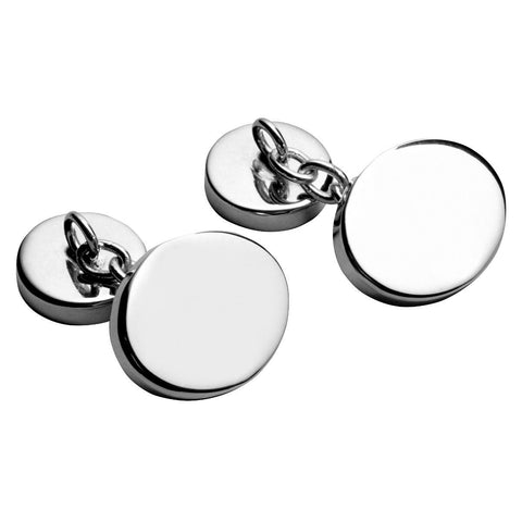 925 Sterling Silver Chain Cufflinks - Plain Oval